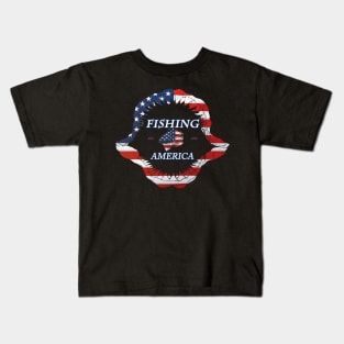 Fishing America  stars and stripes Kids T-Shirt